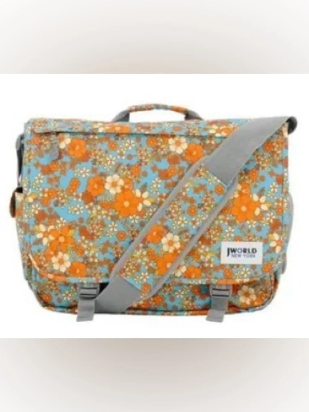 J World New York Messenger Laptop Bag - Blue & Orange Floral